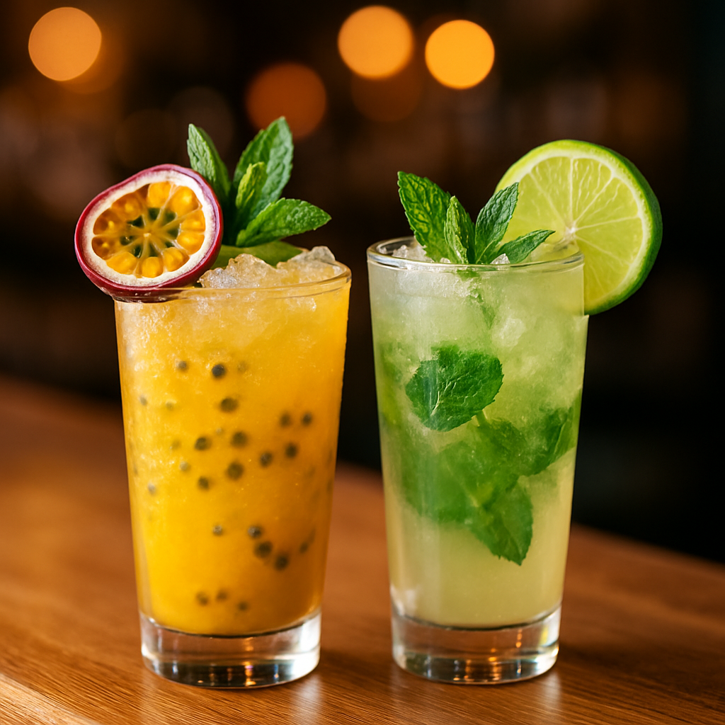 Bunte südamerikanische Cocktails an der Bar